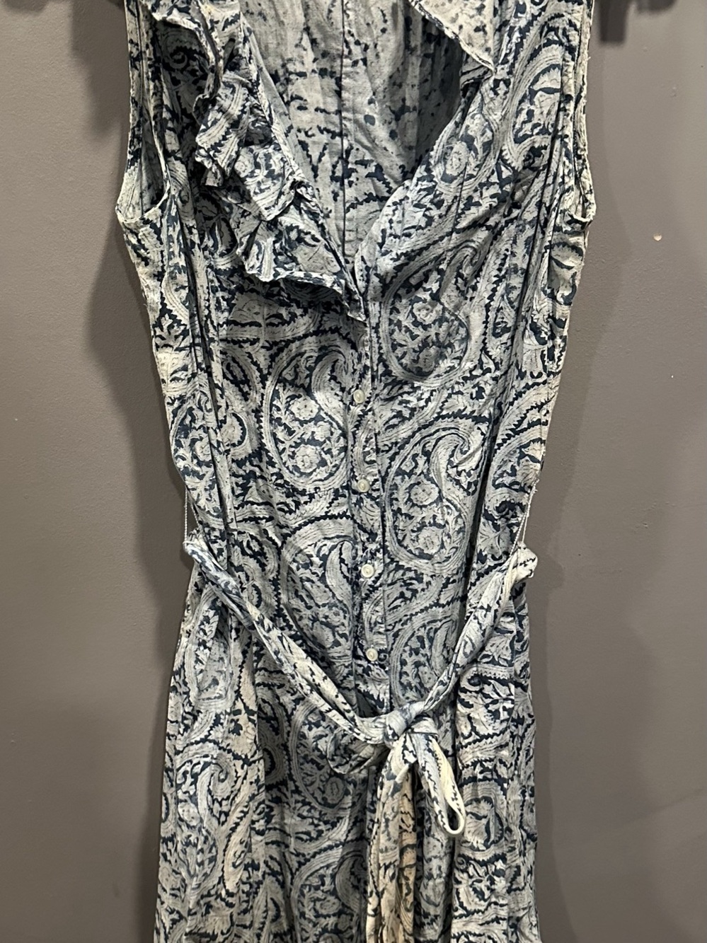 Chico's Paisley Maxi Dress in Blue & White Size Medium Like New
